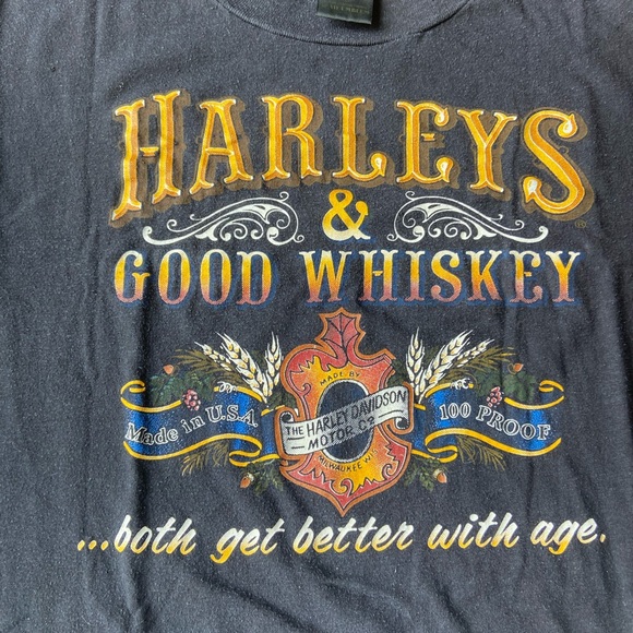 1980's 3D Harley and Good Whiskey T-shirt - Picture 4 of 5